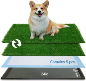 Oiyeefo Dog Grass pad with Tray,24”x 16.5” Indoor Dog Potty at dogsupplyhub.com