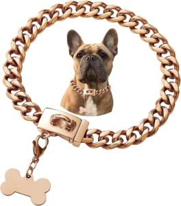 Stainless Steel Dog Collar, Cool Charm Bulldog Jewelry Necklace at dogsupplyhub.com