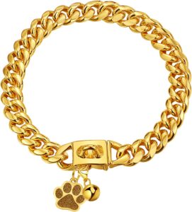 LuxLife Cuban Link Dog Collar Gold Chain Dog Collar at dog supplyhub.com