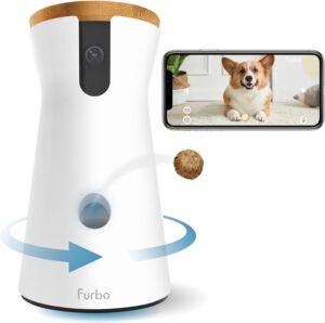 Home Security Camera with Barking Alerts, Rotating Pet Treat Camera with Phone App