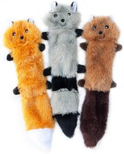 Fox, Raccoon, & Squirrel - No Stuffing Squeaky Dog Toys