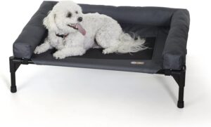 Elevated Dog Bed Hammock with Removable Bolsters, Washable Mesh Cover, Raised Camping Dog Bed