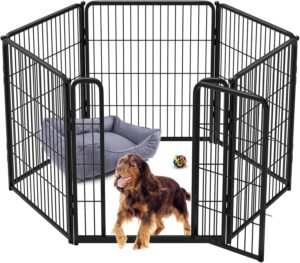  FXW Homeplus Indoor Dog Playpen - Stress-Free and Safe Play, 32 Inch 6 Panels for Small and Medium Dogs, Black│Patented