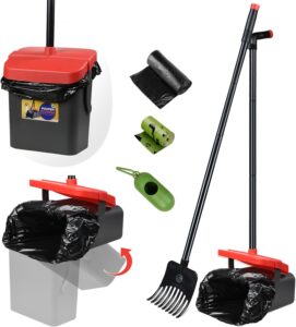 
GRAREND Pooper Scooper Swivel Bin & Rake for Large Medium Small Dogs Non-Breakable Dog Poop Scooper with 20 Waste Bags Easy to Clean Pet Waste Use for.