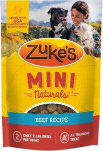 Zuke’s Mini Naturals Soft And Chewy Dog Treats For Training Pouch, Natural Treat Bites With Beef Recipe - 16 oz. Bag