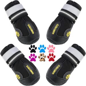 QUMY Dog Shoes for Large Dogs, Medium Dog Boots & Paw Protectors for Winter Snowy Day, Summer Hot Pavement, Water-Resistant in Rainy Weather, Outdoor