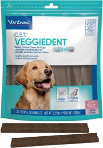 Virbac CET Veggiedent FR3SH Tartar Control Chews for Large Dogs Over 66 Pounds, Plant-Based Formula, 30 Count Bag