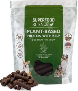  Hypoallergenic Healthy Dog Treats: Plant-Based Vegetarian Dog Snacks w/ Kelp, Sweet Potato, Chia, Flaxseed, Coconut Oil for Skin & Coat, Grain &
